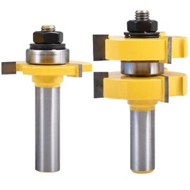 HOHXEN 2 Pcs/Set Tongue and Groove Router Bit Set, 1/2 Inch Shank Grooving Router Bit, 3 Teeth T-Shape Wood Milling Cutter, WoodWorking Tools (1/2" Shank, 1/4" & 1/2" Teeth Width, 1/2" Teeth Depth)