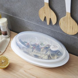 MAGICLULU 1pc Vapor De Pescado Y Verduras Para Microondas Con Tapa, Microvaporizador Vegetal De Pp, ConduccióN RáPida Del Calor, Recipiente Para Alimentos, 32.7 * 18 * 10cm