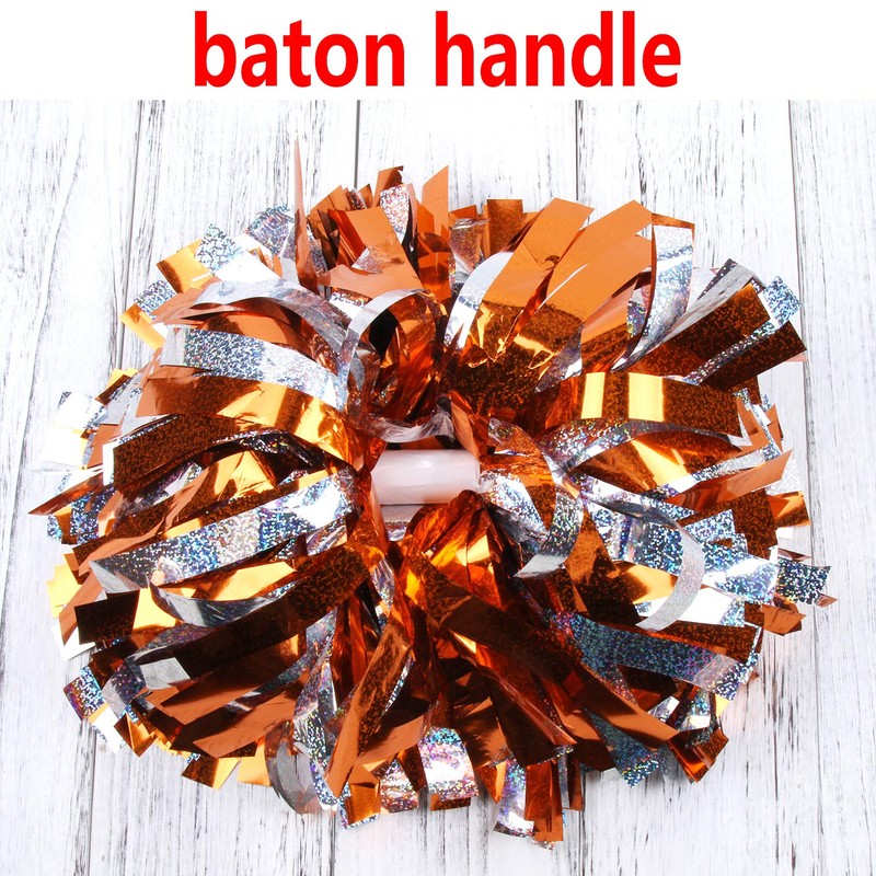 Cheerleading Pom Poms Metalic Holographic Cheerleader with Baton Handle 6