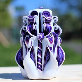 Christmas Purple Carved Candles 5"-Unique Easter Candle-Mothers day gift-Designer Colored Candles-Oscar Candles
