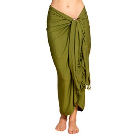 PANASIAM Sarong Unicolour for Men and Women, Multi-Functional Cloth Made of Soft & Light Viscose, Opaque Wrap Skirt, Also Extra Large, Beach Dress Produced by Small Family Business, olive