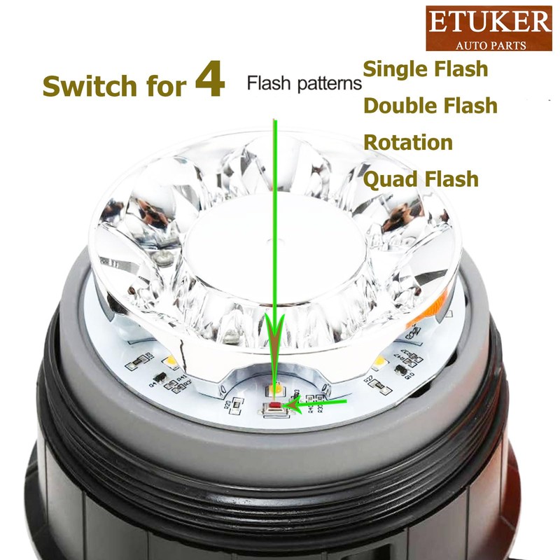 ETUKER 12 V 24 V Orange Rotating Light Magnetic Flash
