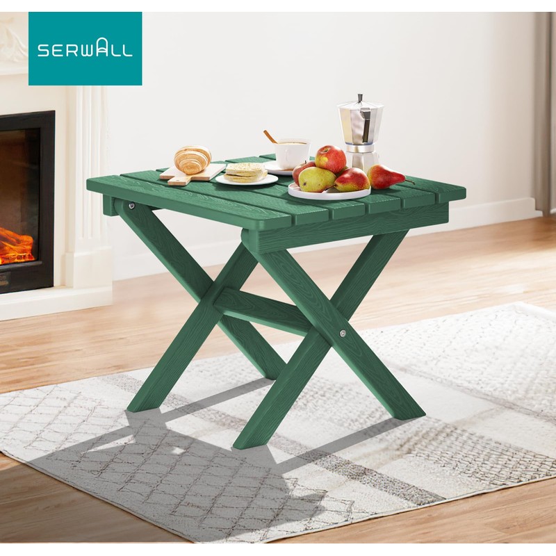 SERWALL Portable Folding Outdoor Side Table - Adirondack Style, HDPE