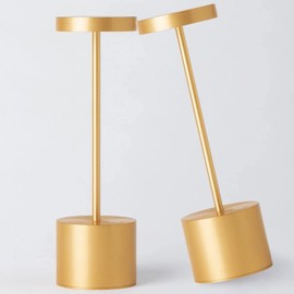 YIBEN 2Pack Cordless Table Lamp, Rechargeable LED Battery 5000mAh Metal USB Portable Powered Desk Lamp, 3 Levels Brightness Light for Restaurants Outdoor (2pack 10.25in Gold)