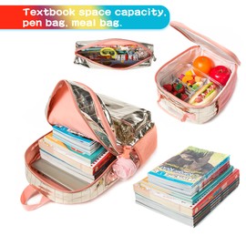 Jasminestar School Backpacks 17 inch with Lunch Bag and Pencil Case for Boys and Girls, Lightweight Bookbags for Elementary