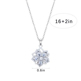 PZKQSAC Spinning Necklace for Women Silver Flower Fidget Necklace Rotatable Crystal Blossom Pendant Necklaces Adjustable Spinning Fidget Necklaces Redbud Flower Funny Summer Fashion Jewelry (white)