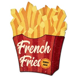 GLOBLELAND "French Fries Vintage Metal Tin Sign Retro French Fries Plaque Poster Sign Metal Wall Decorative Tin Signs for Home Restaurant Coffee Shop Club Bar Decoration