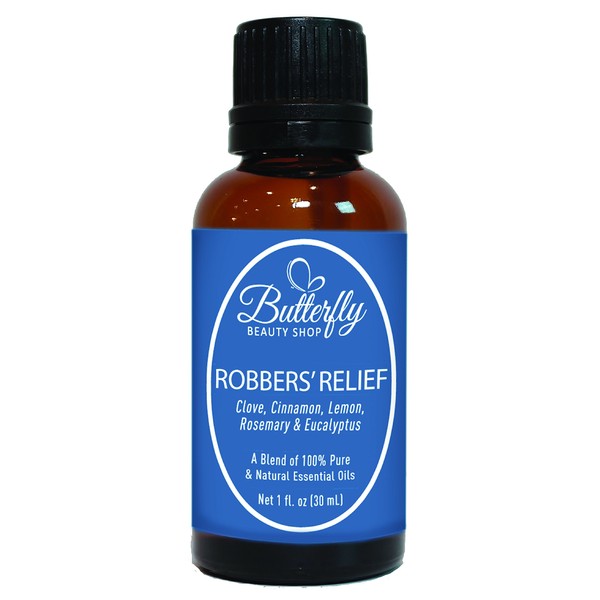 Robbers' Relief: 30mL. (Compare to Thieves by Young Living). A Powerful & Therapeutic Combination of 5 Essential Oils: Clove, Cinnamon, Lemon, Rosemary & Eucalyptus