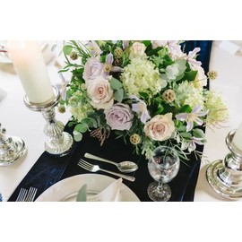 BTF HOME Velvet Table Runner, 10ft Luxurious Wedding Reception Decorations Soft Velvet Fabric Table Linen Overlay for Party (20 x 120 inch, Navy)