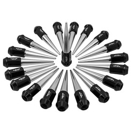 VMS RACING 12x1.5 20PC 112mm Cold Forged Steel Lug Nuts with Chrome Extended Spikes in Aluminum for Honda Prelude 5 Lug Wheel Pattern