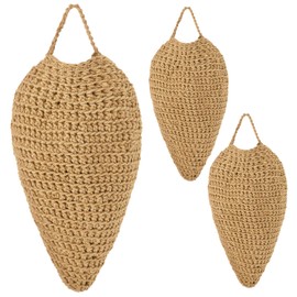 DECYOOL 2 Pack Small Size Crochet Wasp Nest Decoys Outdoor Hanging Faux Wasp Nest for Wasps Hornets Yellow Jackets