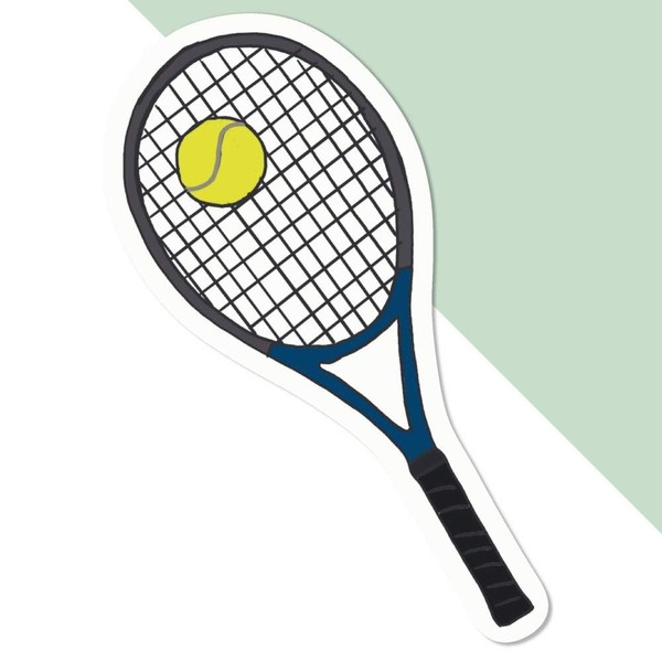 Medium 100mm 'Tennis Racket & Ball ' Permanent Sticker Decal