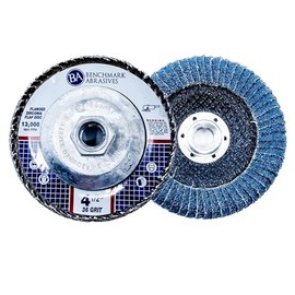Benchmark Abrasives 4.5" x 5/8"-11 Zirconia Curved Fillet Weld Flap Discs, Grinding Wheel for Cleaning Welds, Finishing Deburring of Irregular Surfaces (10 Pack) - 60 Grit