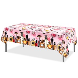 2 Pack Spa Makeup Party Tablecloths - Waterproof Pink Cosmetics-Themed Table Covers for Makeup-Themed Party Supplies Girls’ Birthday, Spa Parties (51x86 Inch)