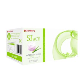 Cranberry USA S3080P S3 ACE Earloop Face Mask, Pink (Pack of 50)