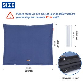 WISEPRO Backflow Preventer Insulation Cover-30 W x 24" H, 6 Layers Fabric Outdoor Pipe Insulation Cover with Aluminum Foil Layer Dupont Sorona Cotton, Backflow Cover for Winter Freeze Protection