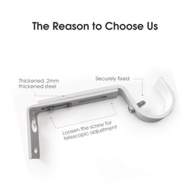 Curtain Rod Brackets Heavy Duty Drapery Hardware Adjustable Rod Holders for 7/8 or 1 Inch Rods, Set of 3 (White, fits rods up to 1 inch)