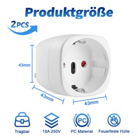 Oblinple Pack of 2 India Travel Adapter, EU to India Adapter, India Travel Plug Socket Adapter, Germany to India Socket, Europe to Type D Plug for Sri Lanka, India, Nepal, Maldives