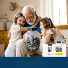 X-Large Piggy Bank for Adults Kids,  Digital Coin Counting Bank with Counter, 2.4L Capacity, Great Coin Counter Bank Money Counting Jar with Total Amount Displayed (Blue, X-Large) - Color: blue, Size: X-Large