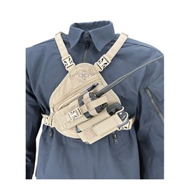 COAXSHER RP-1 Scout Radio Chest Harness for 2 Way Radio & Electronics | Search and Rescue, Ski Patrol, Emergency Response - Desert Tan