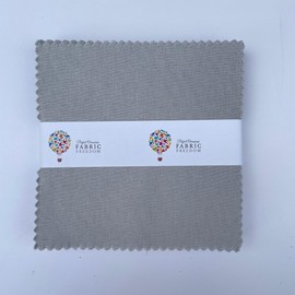 100% Cotton Plain Solid Coloured 42 Piece 5" Charm Pack Bundle Craft Sewing Quilting Patchwork Bunting Fabric Material (Light Grey)