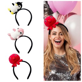 Ubxvamm Lovely Marine Theme Plush Headband Cartoon Hairhoop Female Face Washing Hairband Birthday Headpiece Party Accessories