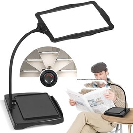 Lupa con luz y soporte, 50 LED ultrabrillantes, gran lupa de cuello de cisne flexible de 360°, lupa con soporte, lupa manos libres, para costura, lect