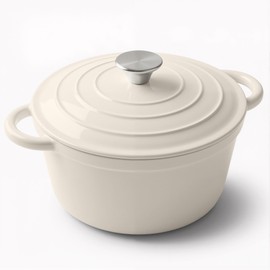 Miereirl 4.5 Quart Enameled Dutch Oven Pot with Lid, Cast Iron Dutch Oven with Dual Handles for Bread Baking, Cooking, Non-stick Enamel Coated Cookware (Black)