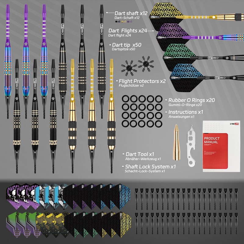 CyeeLife Darts Plastic Tip,Professional Soft Tip Darts Set for Electronic