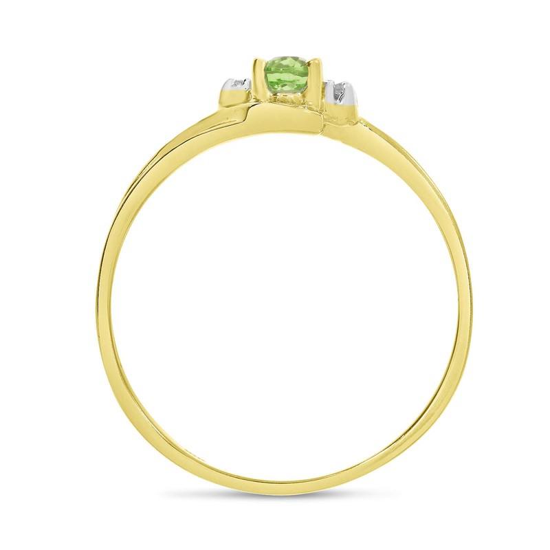 14k Yellow Gold Oval Peridot And Diamond Ring (Size 7.5)