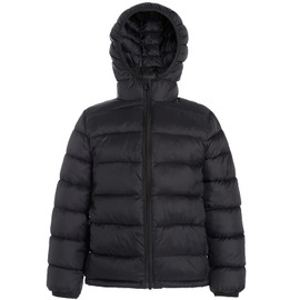 CECORC Winter Coats for Kids with Hoods (Padded) Light Puffer Jacket for Outdoor, Black, XL (12)