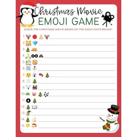 Christmas Movie Emoji Picture Guessing Game- Pack of 15- Fun Party Activity for Adults, Office, Church Group, Thanksgiving, Holiday Party