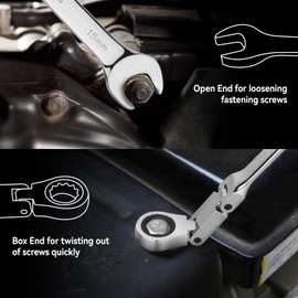 DISEN 12pcs Ratchet Wrenches Set Double Jointed, Metric Flex Head Ratcheting Wrench Set 8-19mm, Open End & Box End Combination Wrench, 72-Teeth, Cr-V Steel, with Heavy Duty Case