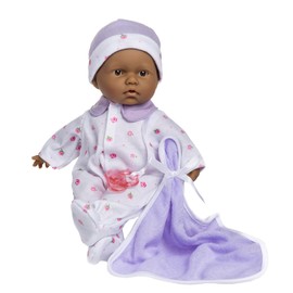 JC Toys La Baby Hispanic Baby Doll Set – 11 Inch Soft Body Doll with Accessories Including a Removable Purple Outfit – Small Baby Doll Toy for Children 12 Months and Older
