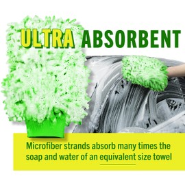 VViViD Microfiber Wash Mitt, Lime Green 9” Inch, Premium Scratch-Free Cleaning