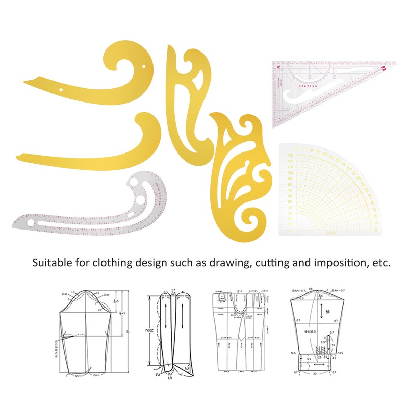 7pcs Sewing Rulers Kit French Curve Drafting Drawing Template Straight