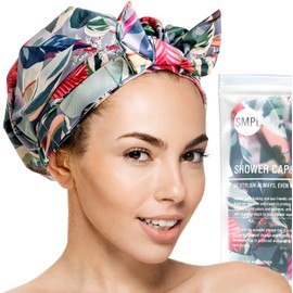 Shower Cap for Women, Luxury, Fashionable, Reusable, Waterproof Turban Shower Cap SMPL OBJECTS (Tropical)