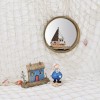 YK Decor Nautical Wood Wall Decoration Hanging Circle Mirror