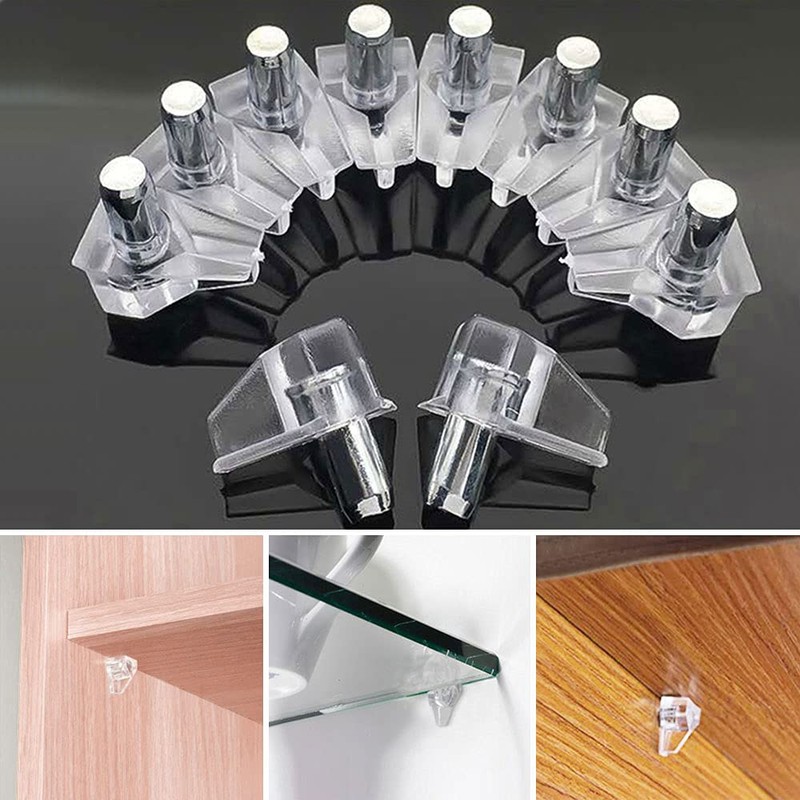 Graplan 120 Pieces Shelf Support Pegs,Shelf Support Stud pegs,Transparent Metal