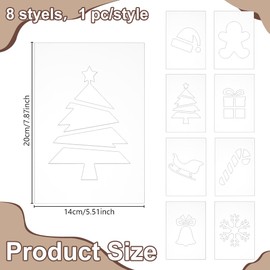 INFUNLY 8PCS Christmas Acrylic Router Template 7.8 x 5.5 mas Tree Clear Acrylic Template Snowflakes Gifts Carving Template for Woodworking Curvy Tracing Stencils Router Guide Tool for DIY Craft