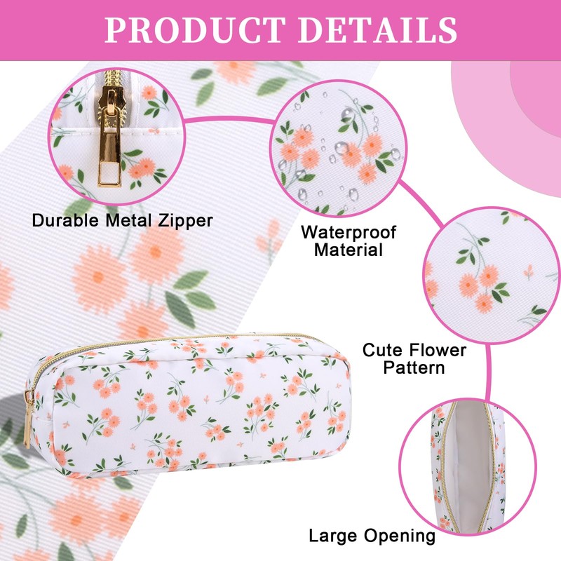 Iqimott - Mini bolsa de maquillaje floral de nailon, bonita