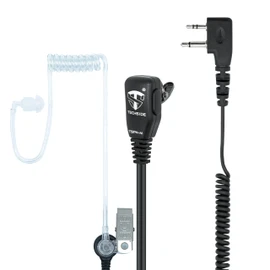 TechSide Midland Transparent 2 Pin Pneumatic Headset Microphone | for Radios | Compatible with G7 Pro G8 G9 Pro M24 M24 Plus M48 M99 G6 XT G7 XTR | Security Monitoring SoftAir
