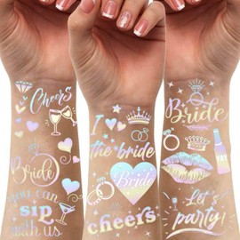 55+ PCS Cheers Bachelorette Temporary Tattoos For Women Men Adults - Flash Glitter Iridescent Metallic Tattoos Girls Bachelor Party Favor Supplies, Bridesmaid Bride To Be Party Accessories Decoration
