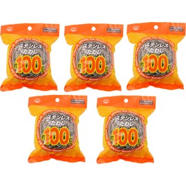 Bonster PK-162 Gold Scourer Stainless Steel Scourer, Approx. 3.5 oz (100 g) x 5 Piece Set, Quickly Cleans Getting and Dirt