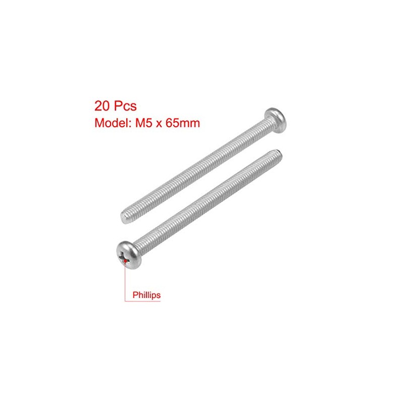 sourcing map M5 x 65mm Machine Screws Phillips Cross Pan