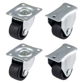Qty. 4 x 25mm Plastic Swivel & Fixed Castors - Furniture, Appliance & Equipment Small Wheels by Bulldog Castors - Max 50Kg Per Set
