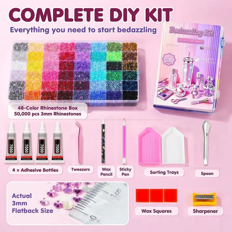 48 Colours Resin Jelly Rhinestones for Bedazzling Kit, 3mm