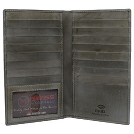 Swiss Marshall Bifold RFID Blocking Premium Leather Credit Card ID Holder Long Wallet (Sky Blue)