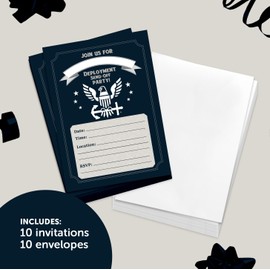 Desert Cactus United States Navy Invitations Deployment Send-Off Invites Cards USN 10 Count With Envelopes Party US (Style B)