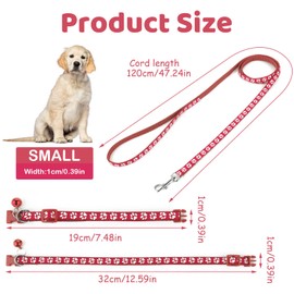 2 Sets Puppy Collar with Lead Set for Cat Litter, Cat Lead and Collar Set with Bell, Collars for Small Dogs, Kitten Leashes, No Harness, Puppy Training Leads, Cat Collars